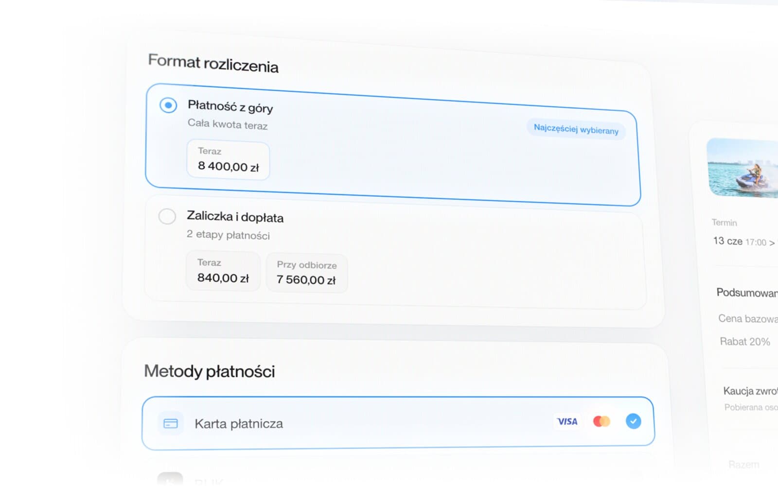 Panel płatności online w Portivo z kartą, BLIK, Przelewy24, przelewem i gotówką