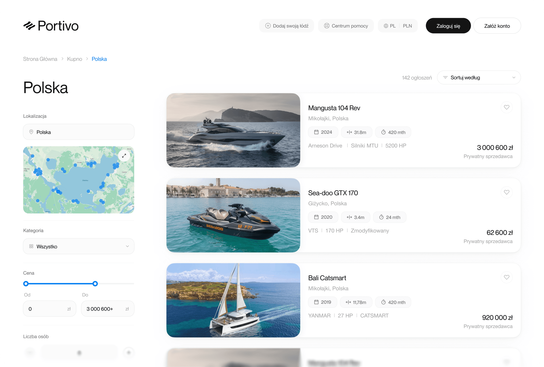 Portivo - kupno i sprzedaż łodzi